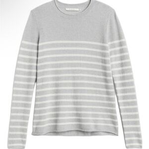 Harper’s Lane Tyde Crewneck Cashmere Pullover Gray Striped Sweater, NWOT